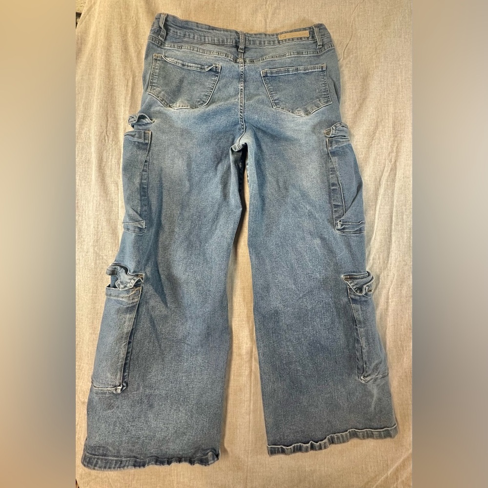 Blue Turtle Baggy Y2K Cargo Jeans - Picture 2 of 13